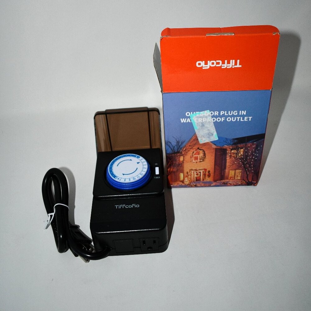 TiFFCOFiO Outdoor Timer Outlet Waterproof – 24-Hour Mechanical Light Timer, 2 Gr